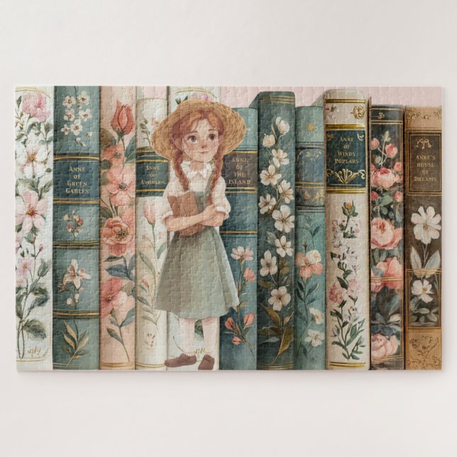Book Lover | Anne of Green Gables | Floral Books Jigsaw Puzzle (Horizontal)