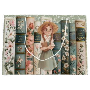 Book Lover   Anne of Green Gables   Floral Books Large Gift Bag