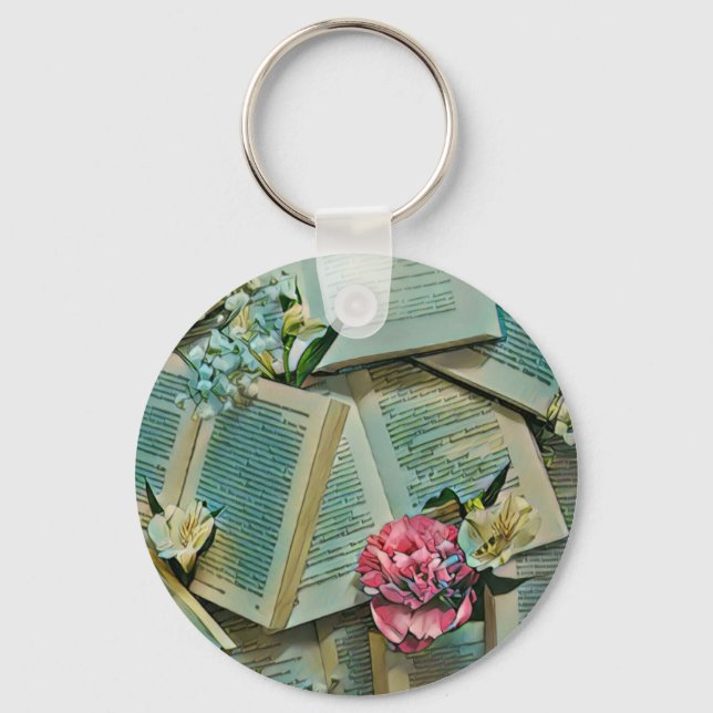 Book lover artwork key ring (Front)