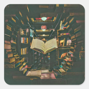 Book lover artwork square sticker