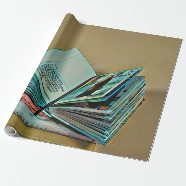 Book lover artwork wrapping paper (Unrolled)
