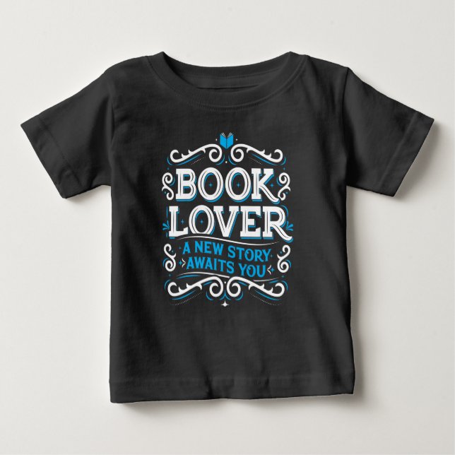 Book Lover Baby Top T-shirt / Black (Front)