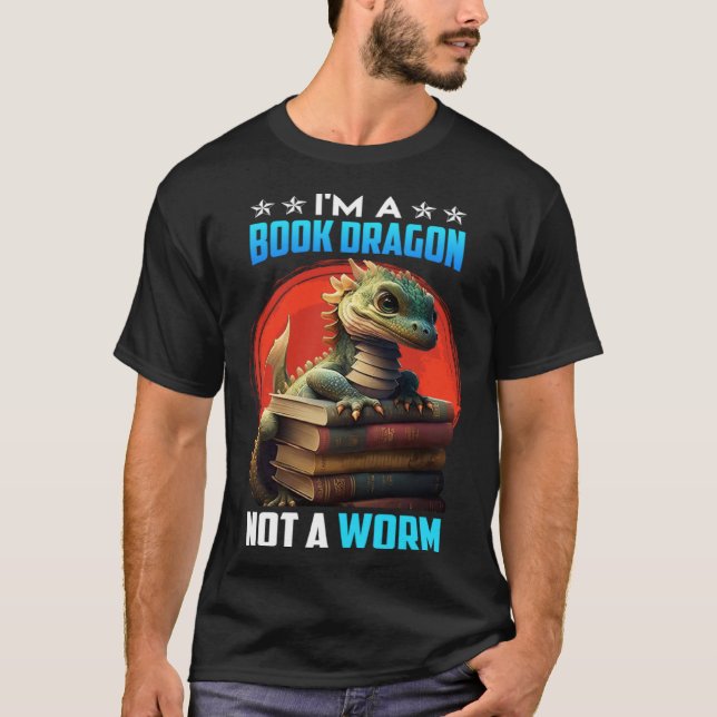 Book lover Book Dragon Reading friends bookworm Bo T-Shirt (Front)