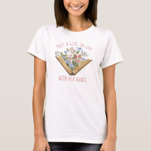 Book Lover Book with Flowers T-Shirt