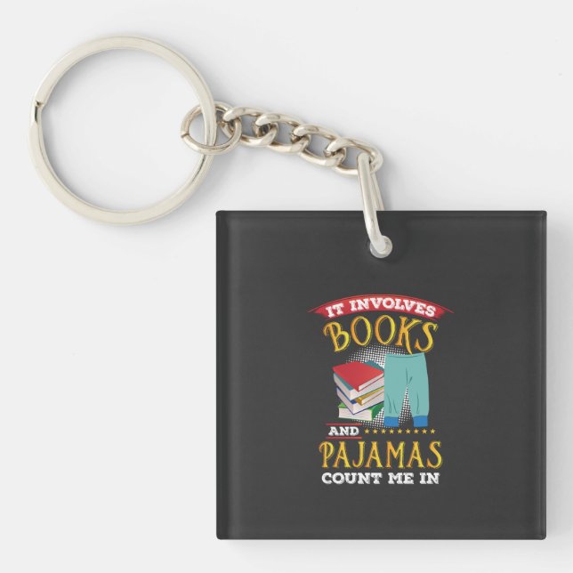 Book Lover - Books And Pyjamas Key Ring (Front)