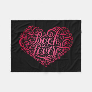 Book Lover Calligraphy Heart for Readers, Writers Fleece Blanket