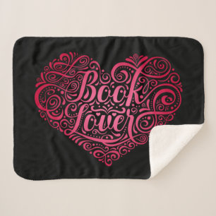 Book Lover Calligraphy Heart Sherpa Blanket