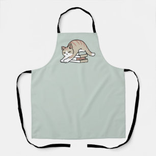 Book Lover Cat Illustration - Curled Up & Cosy Apron