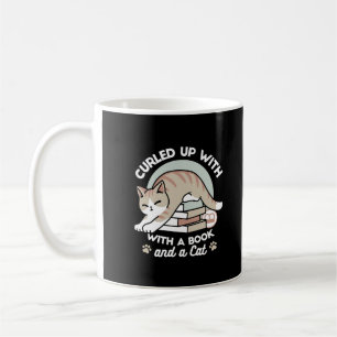 Book Lover Cat Illustration - Curled Up & Cosy Coffee Mug