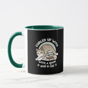 Book Lover Cat Illustration - Curled Up & Cosy Mug
