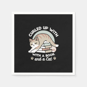 Book Lover Cat Illustration - Curled Up & Cosy Napkin