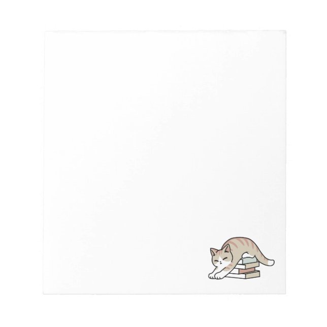 Book Lover Cat Illustration - Curled Up & Cosy Notepad (Front)