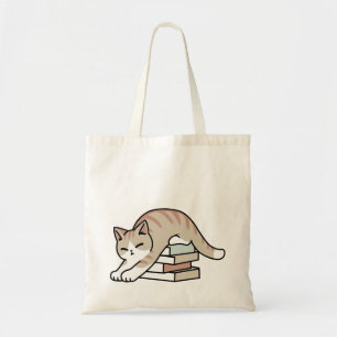 Book Lover Cat Illustration - Curled Up & Cosy Tote Bag