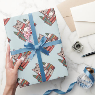 book lover cat lover wrapping paper
