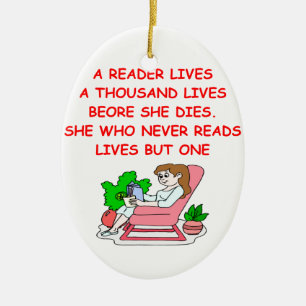 book lover ceramic ornament