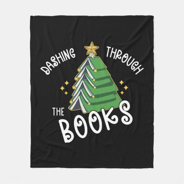 Book Lover Christmas Tree  Holiday Reading  Fleece Blanket (Front)