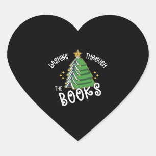 Book Lover Christmas Tree Holiday Reading Heart Sticker