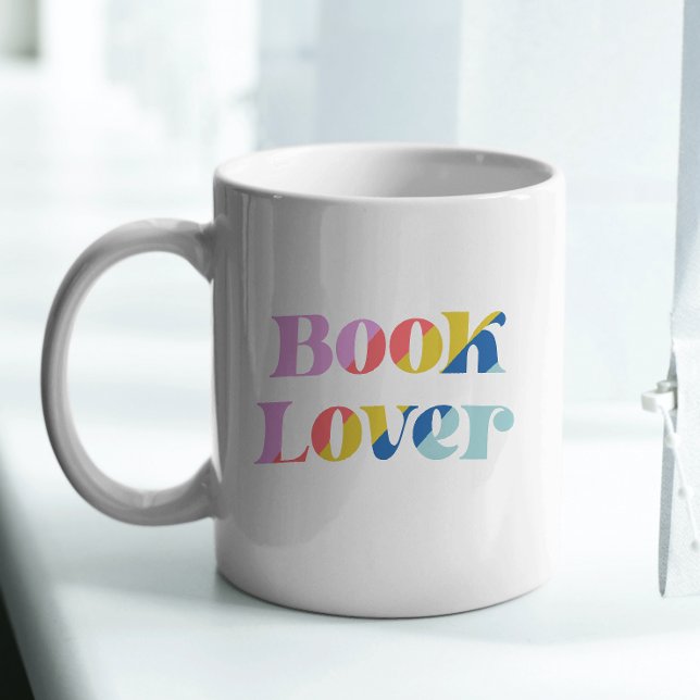 Book lover colourful retro typography trendy coffee mug (Book lover mug)