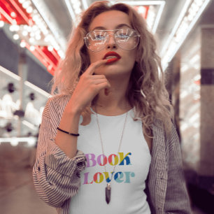 Book lover colourful retro typography trendy T-Shirt