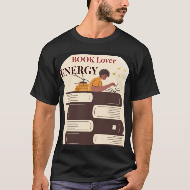 Book Lover Energy Minimal Typography Design T-Shirt (Front)