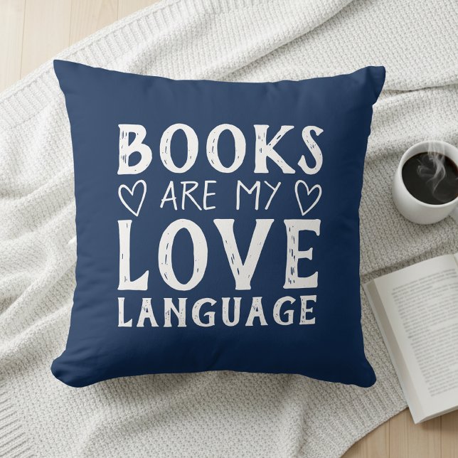 Book Lover Funny Saying Navy and White Typography Cushion (Creator Uploaded)