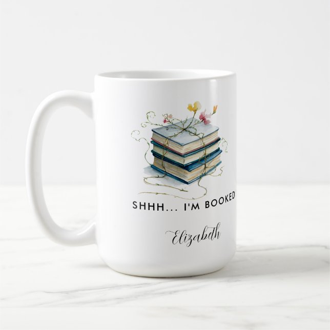 Book Lover Gift Bookish Wildflowers Funny Name Coffee Mug (Left)