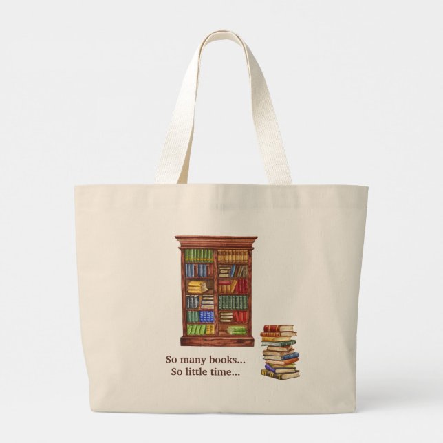 Book Lover Gift Jumbo Canvas Book Bag Tote (Back)