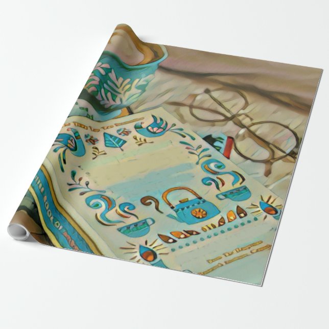 Book lover gift wrapping paper (Unrolled)