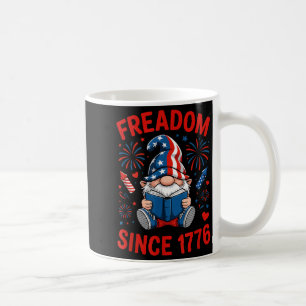 Book Lover Gnome American Patriotic Freadom Coffee Mug
