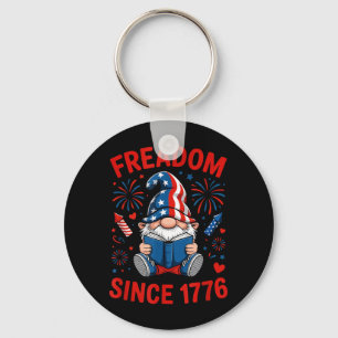 Book Lover Gnome American Patriotic Freadom Key Ring