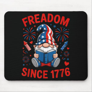 Book Lover Gnome American Patriotic Freadom Mouse Pad