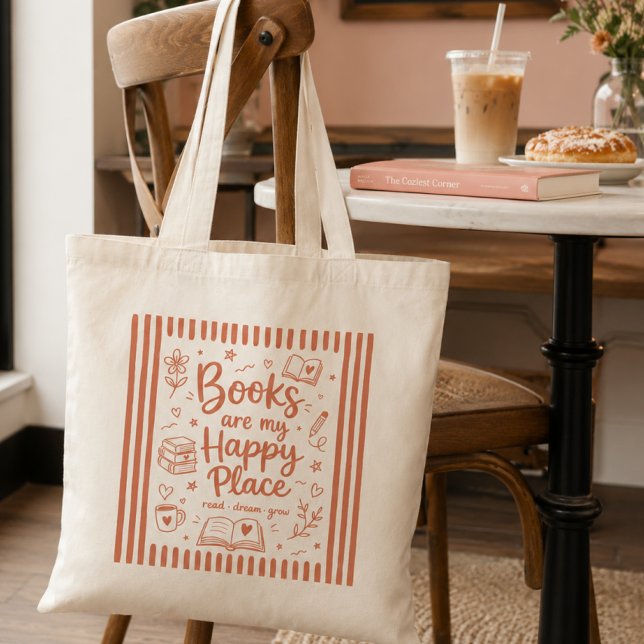 Book Lover Happy Place Reader Tote Bag (Creator Uploaded)