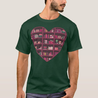 Book Lover Heart Bookworm Art Book Reading Design  T-Shirt