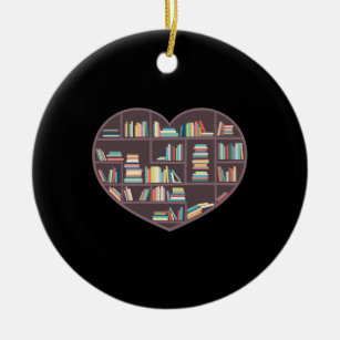 Book Lover Heart Shape Reading Club Librarian Book Ceramic Ornament