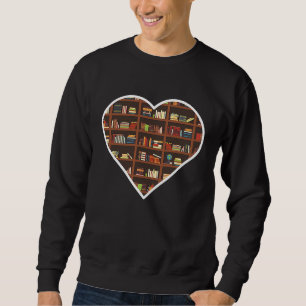 Book Lover Heart Shape Reading Club Librarian Sweatshirt