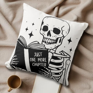 Book Lover Just One More Chapter Skeleton Reader Cushion