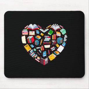 Book Lover Librarian Teacher Bookish Books Heart V Mouse Pad