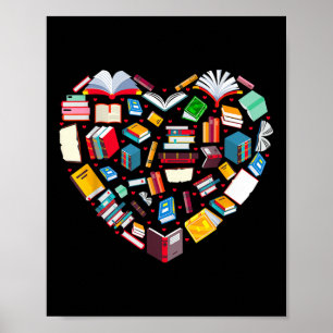Book Lover Librarian Teacher Bookish Books Heart V Poster