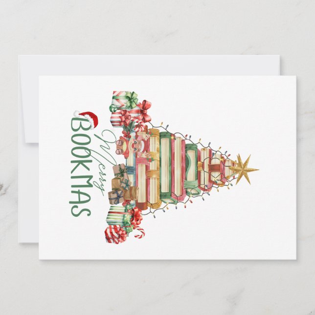 Book Lover Merry Bookmas Christmas Holiday Card (Front)