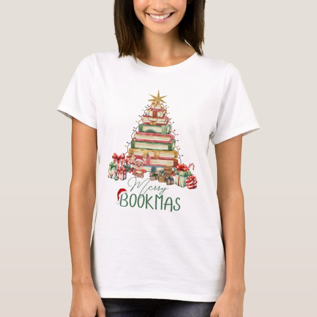 Book Lover Merry Bookmas Christmas T-Shirt (Front)