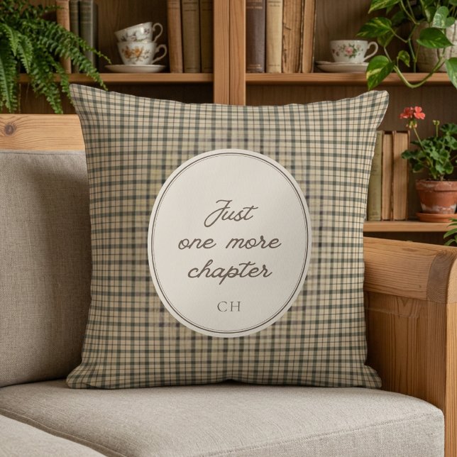 Book Lover Monogram Gingham Cushion (Creator Uploaded)