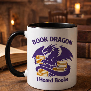 Book Lover Mug   Book Dragon I Hoard Books Coffee 
