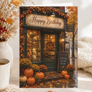 Book Lover October Autumn Birthday Card