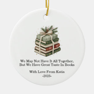 Book Lover Ornament, Funny Gifts for Friends, Book Ceramic Ornament