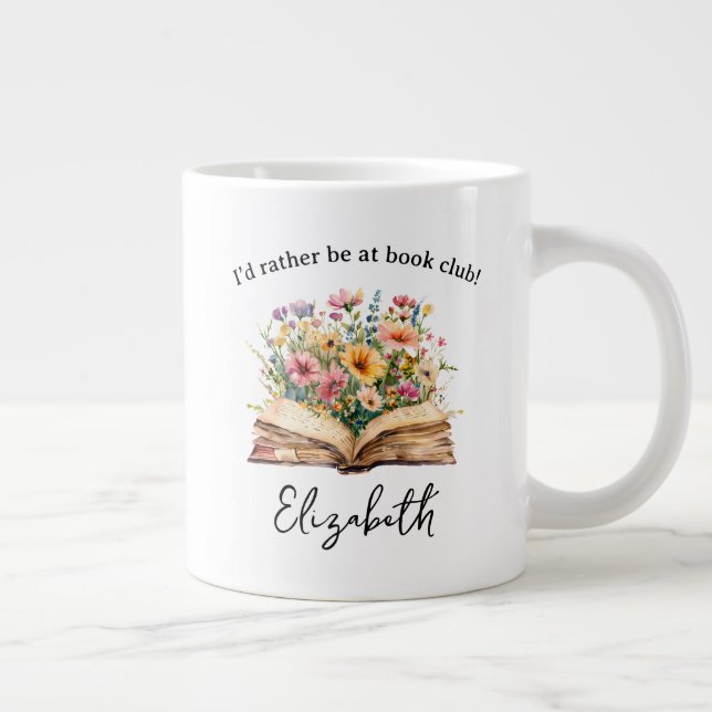 book lover personalised watercolor book large coffee mug (Right)