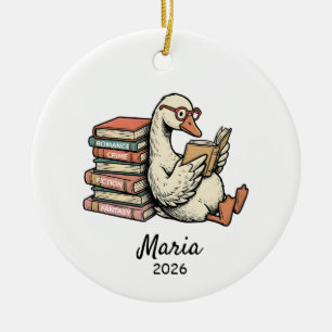 Book Lover present, book lover goose Ceramic Ornament