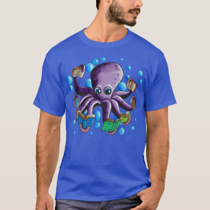 Book Lover Read Book Squid Octopus Loves Books  T-Shirt