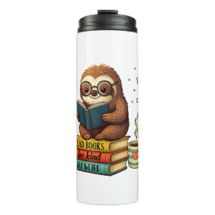 Book Lover Sloth Reading Bookish Library Read Book Thermal Tumbler