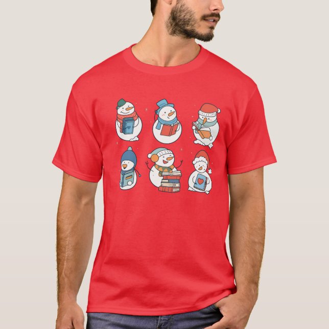 Book Lover Snowman Teacher Reading | Book Lover  T-Shirt (Front)