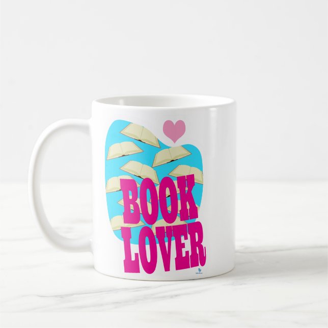 Book Lover Sweet Reader Love Logo Art Coffee Mug (Left)